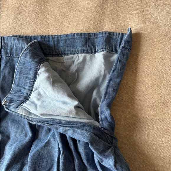 GAP Denim Chambray Bubble Mini Skirt Women’s Medium Indigo Pleated Button Front - Picture 11 of 14
